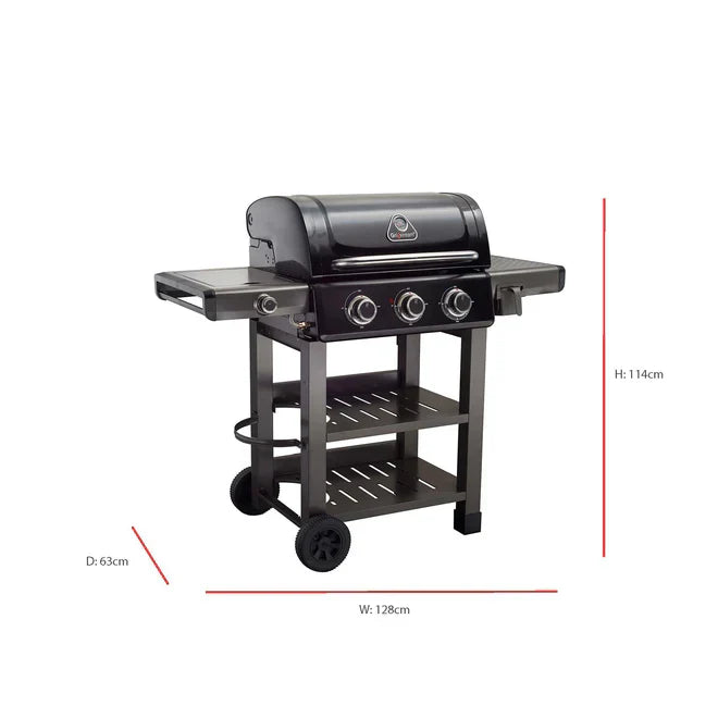 Grillstream Carbon 3 Burner Hybrid Gas BBQ