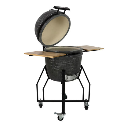 Grill Guru 18" (46Cm) Ceramic Kamado Charcoal Barbecue in Black + Cover